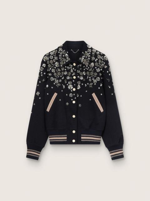 Golden Goose Women's bomber jacket in midnight-blue wool with embroidery