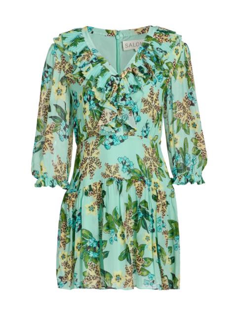 SALONI Women's Susie Floral Ruffled Georgette Minidress - Fiori Mint