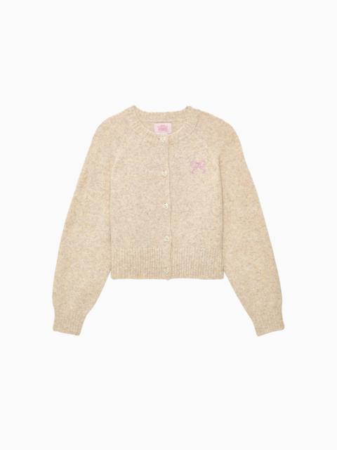 LoveShackFancy PINK x LoveShackFancy Bow Boxy Crew Cardigan Sweater
