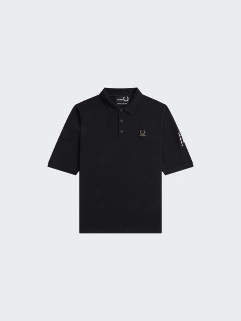 Fred Perry Printed Oversized Polo Shirt Black