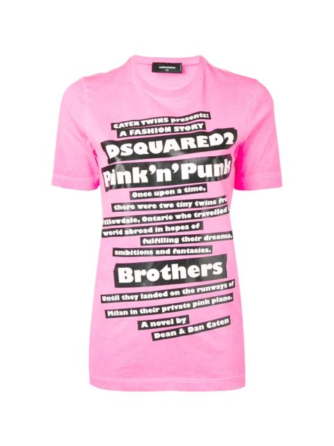 DSQUARED2 Novel Print Cotton T-Shirt "Pink" S75GC0980-S22427-911