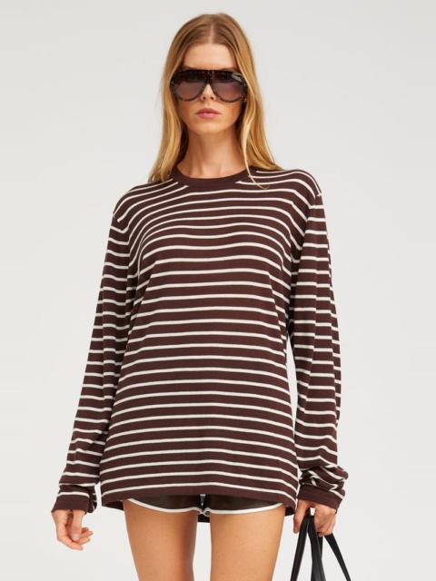 SPRWMN AMERICANO STRIPE CASHMERE LONG SLEEVE TEE