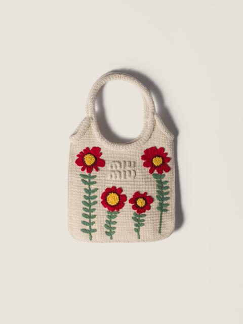 Miu Miu Ivy embroidered cotton handbag