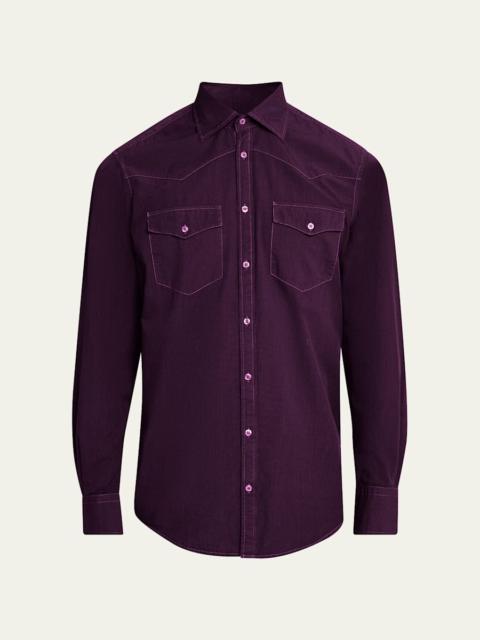 massimo alba Men's Arizo Cotton Western Shirt