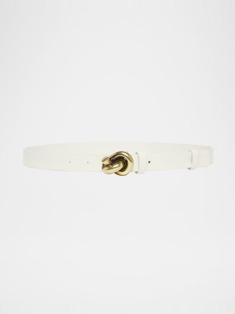 Bottega Veneta Brass Knot Skinny Leather Belt
