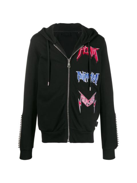 PHILIPP PLEIN embroidered logo patch hoodie