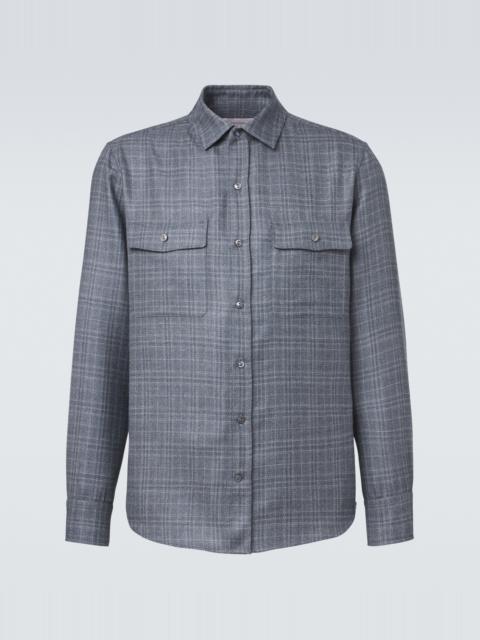 AGNONA Checked wool, silk, and linen shirt