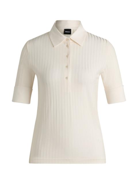 BOSS RIBBED POLO-COLLAR T-SHIRT WITH PLAIN TRIMS