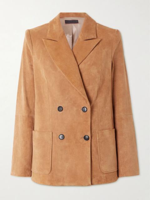 STOULS Jones double-breasted suede blazer Tan