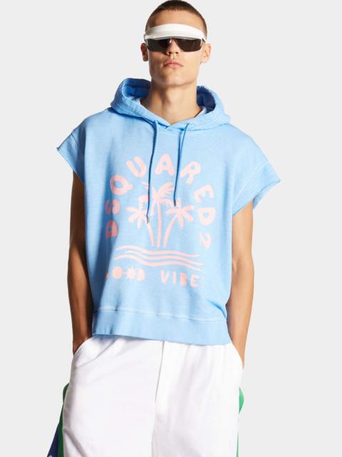 DSQUARED2 GOOD VIBES ADRIANA FIT SLEEVELESS HOODIE SWEATSHIRT