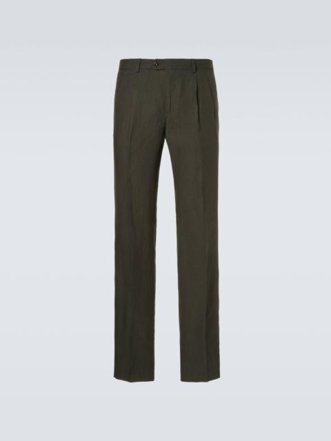RUBINACCI Pleated linen slim pants