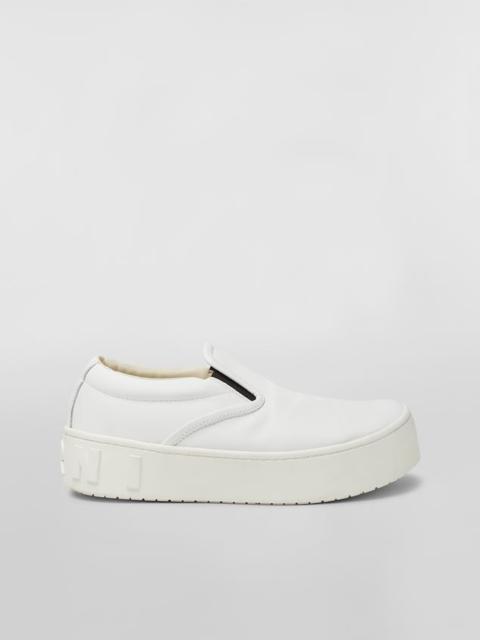 WHITE CALFSKIN SLIP-ON SNEAKER WITH RAISED MAXI MARNI LOGO