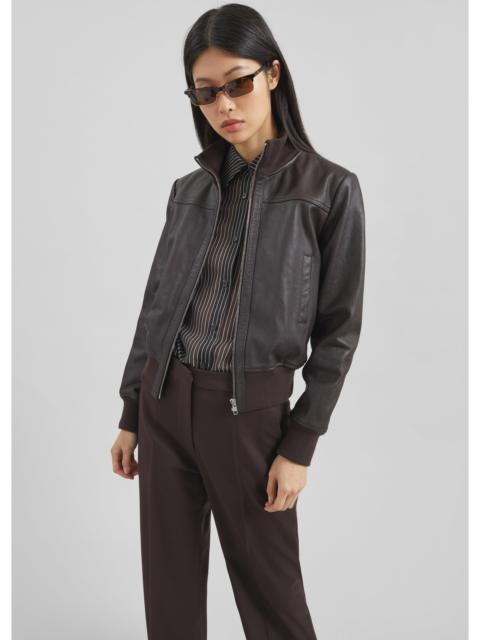 The Frankie Shop Tobias Leather Jacket - Vintage Brown