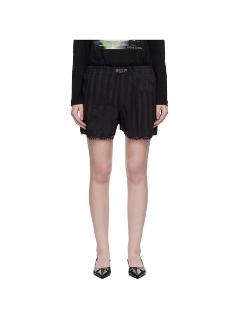 Collina Strada Black Wavy Flower Stripe Mini Odeon Boxer Shorts