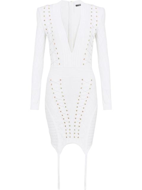 Balmain lace-up eyelet bodycon dress
