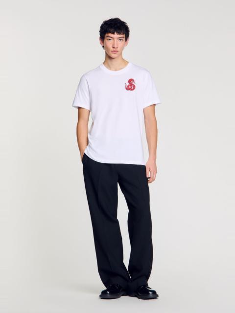 Sandro T-SHIRT WITH SNAKE DETAIL