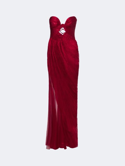 MARIA LUCIA HOHAN Zephyra metallic silk corset gown