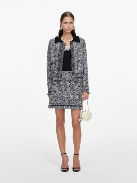 self-portrait Black And White Textured Knit Jacket