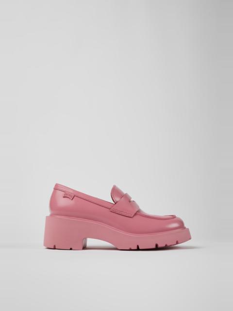 CAMPER Milah Pink leather loafers for women