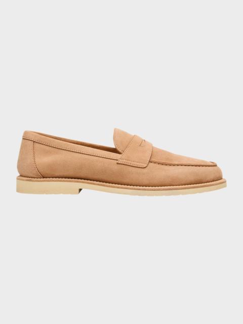 Brunello Cucinelli Men's Reversed Calfskin Penny Loafers