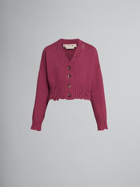 PINK COTTON CROPPED CARDIGAN