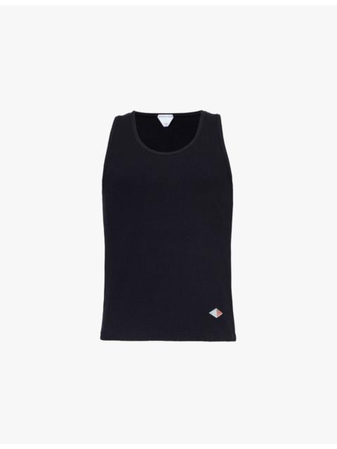 Bottega Veneta Brand-patch sleeveless stretch-cotton top