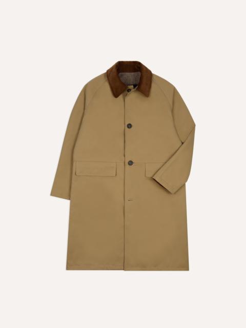 Drake's Reversible Cotton–Blanket Raglan Mac