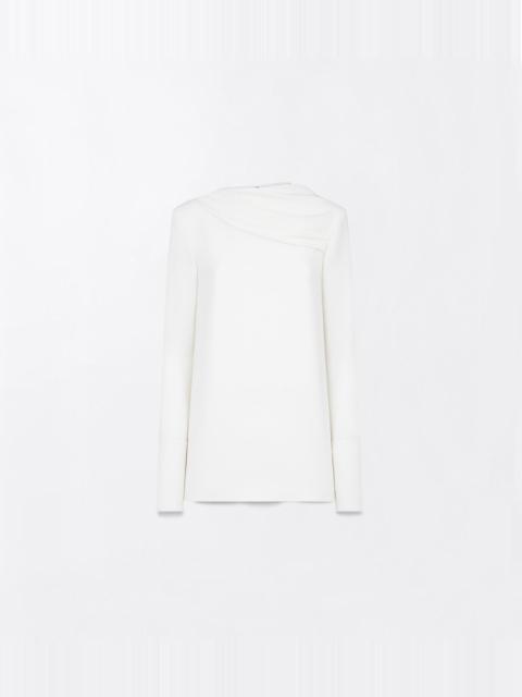 TOM FORD SILK CREPE LONG SLEEVE DRAPED COLLAR BLOUSE
