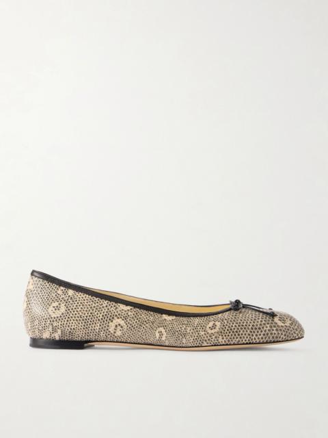 Manolo Blahnik Veralli lizard-effect leather ballet flats Cream