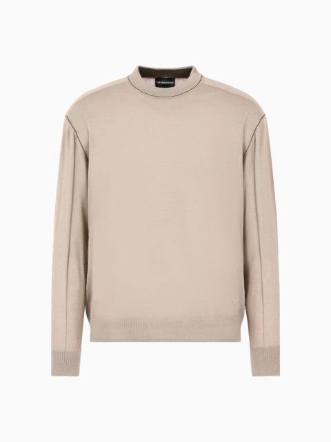 Plain-knit wool jumper