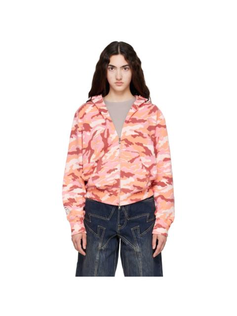 A BATHING APE® Pink Glitch Woodland Camo Shark Full Zip Hoodie