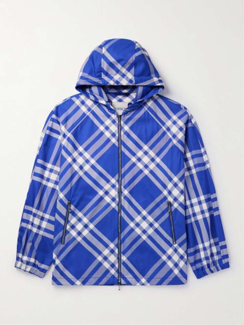 Checked Nylon-Twill Hooded Jacket