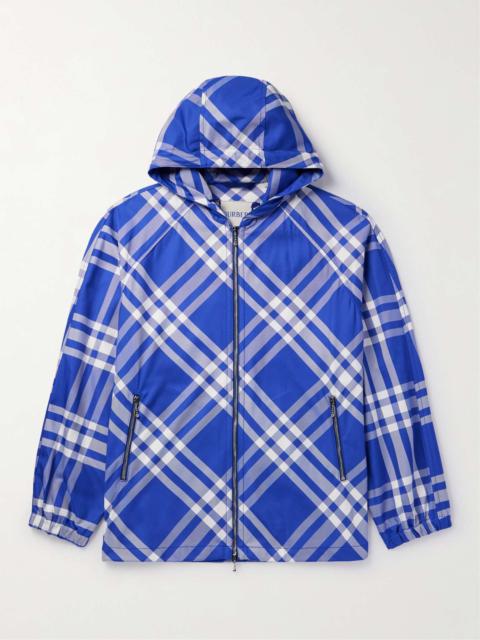 Checked Nylon-Twill Hooded Jacket