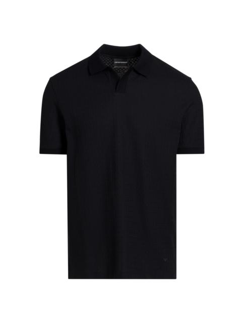 EMPORIO ARMANI Men's Chain Stitch Cotton Polo Shirt - Fancy Blue