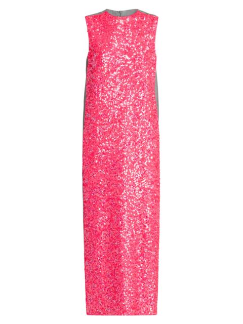 Moschino Women's Sequined Mix Media Maxi Dress - Multi Fucsia