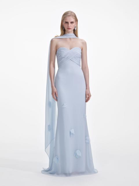 self-portrait Blue Georgette Flower Maxi Dress