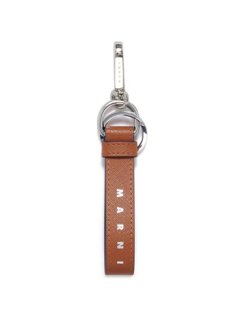 logo-print leather keyring