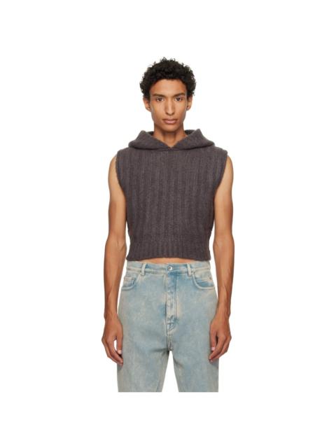 Rick Owens Gray Tower Cropped Hooded Tank Top