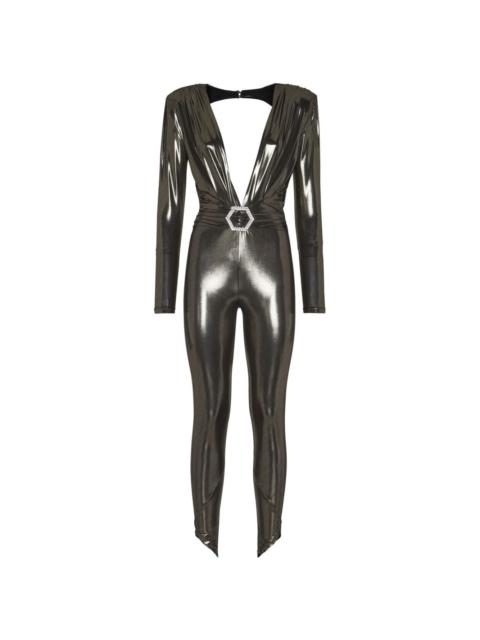 PHILIPP PLEIN crystal-embellished lamÃ© jumpsuit