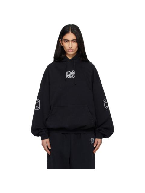 VETEMENTS Black Triple Biker Cross Logo Hoodie