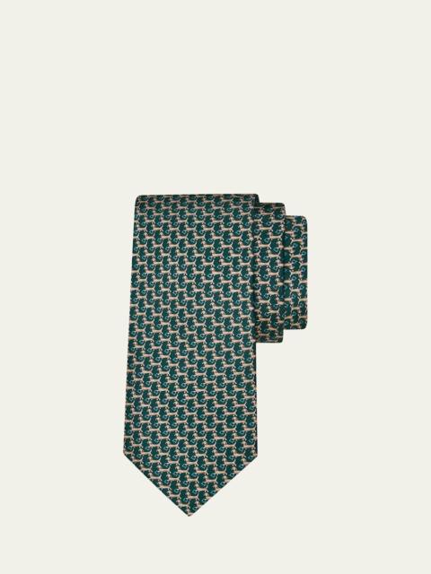 FERRAGAMO Men's Gancio Dachshund-Print Silk and Wool Tie