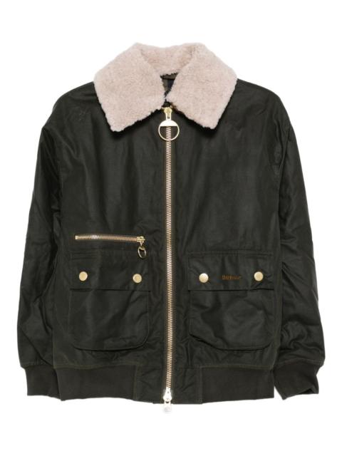 shearling-collar zip-front jacket