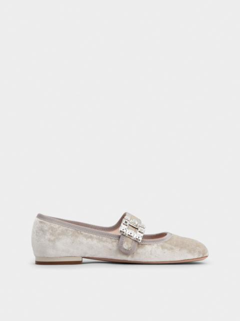 Roger Vivier Très Vivier Strass Buckle Babies Ballerinas in Velvet