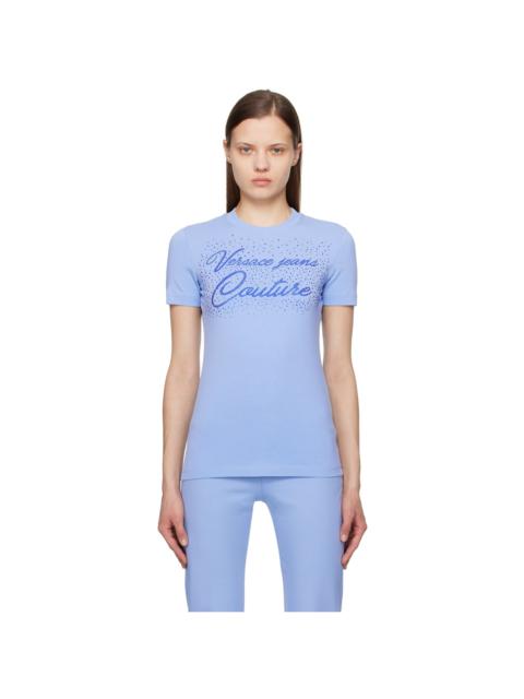 VERSACE JEANS COUTURE Blue Crystal-Cut T-Shirt