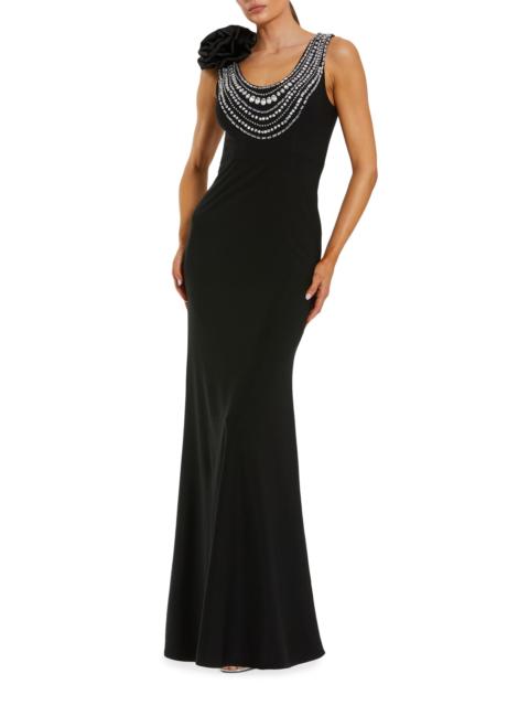 MAC DUGGAL Women's Beaded Scoopneck Column Gown - Black
