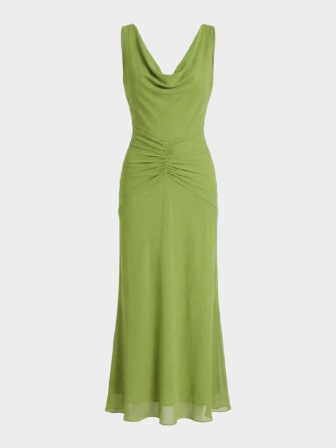 NICHOLAS Calia Ruched Cowl-Neck Maxi Dress