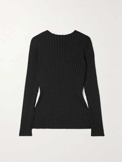 The Row Ash open-back ribbed silk sweater Black