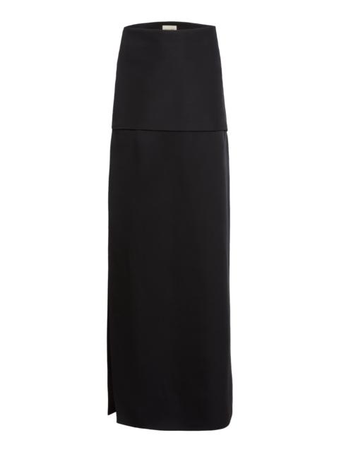 KHAITE Saxon Crepe Satin Maxi Skirt black