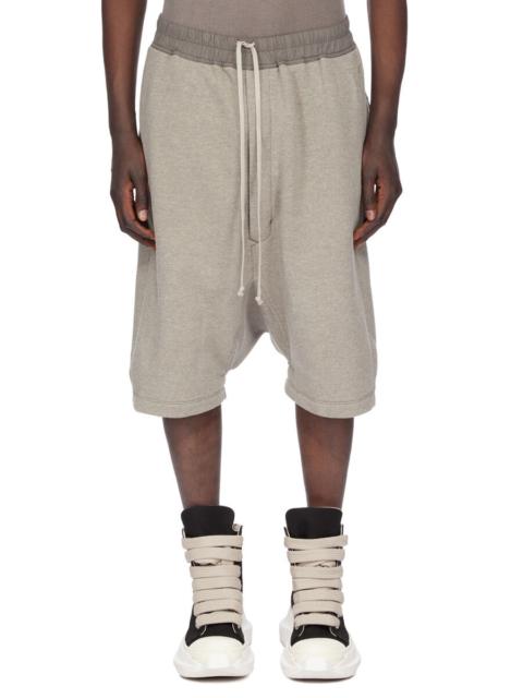 Rick Owens DRKSHDW Straight-Leg Shell-Trimmed Cotton-Blend Jersey Shorts Gray