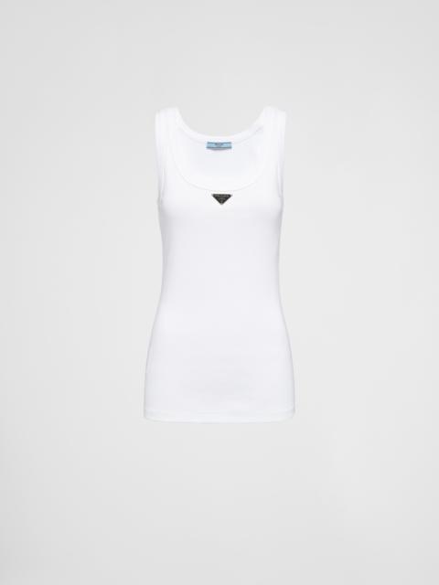 Prada Ribbed knit jersey tank top